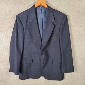 Towncraft Jacket Mens 40R Gray Red Blue Plaid Blazer Worsted Wool Blend 2 Button